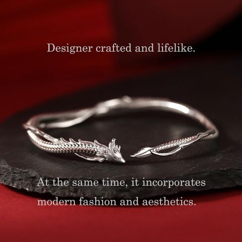 CAIYUNELEX Dragon Bracelet Women, Dragon Jewelry for Women, Dragon Bracelet for Girls, Lucky Bracelets for Women Dragon Gift. Cuff Bracelet for Women, Adjustable Size. Dragon Jewelry Gift. in Saudi Arabia