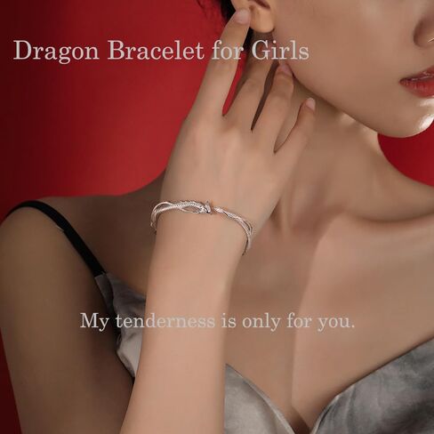 CAIYUNELEX Dragon Bracelet Women, Dragon Jewelry for Women, Dragon Bracelet for Girls, Lucky Bracelets for Women Dragon Gift. Cuff Bracelet for Women, Adjustable Size. Dragon Jewelry Gift. in Saudi Arabia
