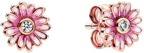 PANDORA Pink Daisy Flower Stud Earrings - Stackable Earrings for Women - Gift for Her - 14k Rose Gold & Cubic Zirconia, With Gift Box in Saudi Arabia