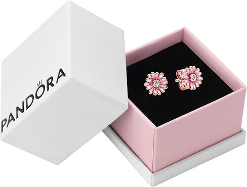 PANDORA Pink Daisy Flower Stud Earrings - Stackable Earrings for Women - Gift for Her - 14k Rose Gold & Cubic Zirconia, With Gift Box in Saudi Arabia