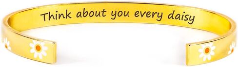 Story Jewellery Bange Cuff Bracelets for Women Teen Girls, Daisy Sunflower Cuff Bracelet Bangle Gifts for Her Mom Daughter Friends Besties Sisters Mantra Engraved Birthday Christmas Jewelry in Kuwait