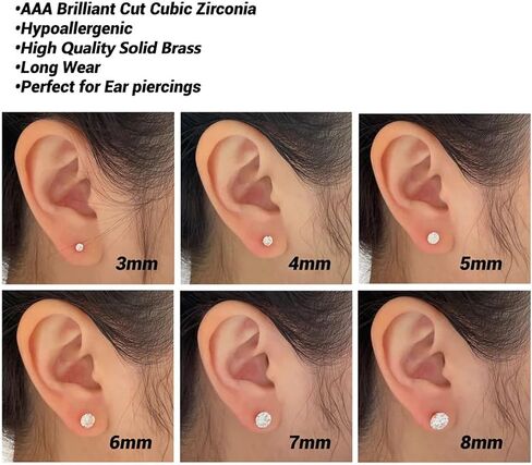 6 Pairs Stud Earrings Cubic Zirconia Earrings Studs Set 14K Gold Plated Sterling Silver Post Hypoallergenic Stud Earrings for Women Girls in Saudi Arabia