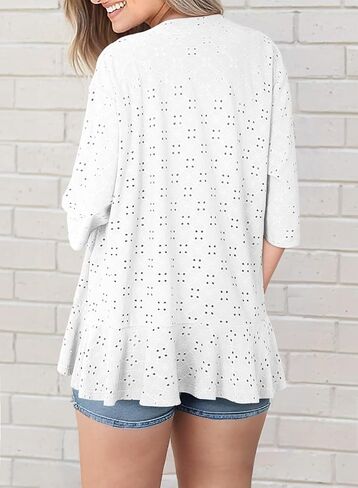 Sidefeel Lightweight Summer Cardigan for Women Spring Netted Crochet Knit Ruffle Half Sleeve Cover Ups in Saudi Arabia