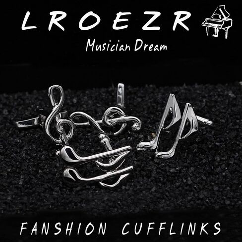 LROEZR Cufflinks for Mens, Music Notes Unique Aircraft Unique Design Tuxedo Shirt Cuff Links Sets for Wedding Business, With Gift Box, 2 Pairs in Kuwait