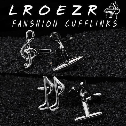 LROEZR Cufflinks for Mens, Music Notes Unique Aircraft Unique Design Tuxedo Shirt Cuff Links Sets for Wedding Business, With Gift Box, 2 Pairs in Kuwait
