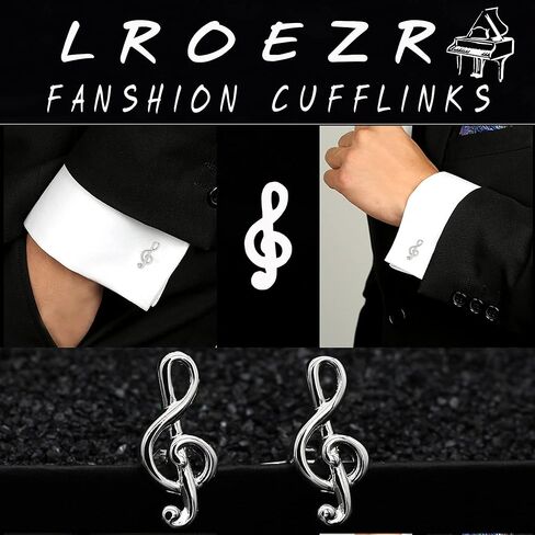 LROEZR Cufflinks for Mens, Music Notes Unique Aircraft Unique Design Tuxedo Shirt Cuff Links Sets for Wedding Business, With Gift Box, 2 Pairs in Kuwait