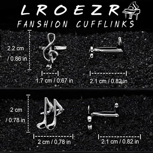 LROEZR Cufflinks for Mens, Music Notes Unique Aircraft Unique Design Tuxedo Shirt Cuff Links Sets for Wedding Business, With Gift Box, 2 Pairs in Kuwait