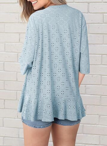 Sidefeel Lightweight Summer Cardigan for Women Spring Netted Crochet Knit Ruffle Half Sleeve Cover Ups in Saudi Arabia