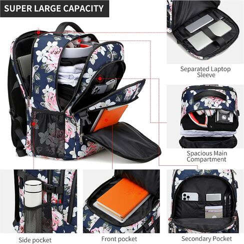17.3 inch Laptop Backpack,School Bookbag Computer Rucksack with USB Charging Port,Water Resistant Sturdy Bagpack for Business College School Travel,Men Women Casual Daypack,Black in Saudi Arabia
