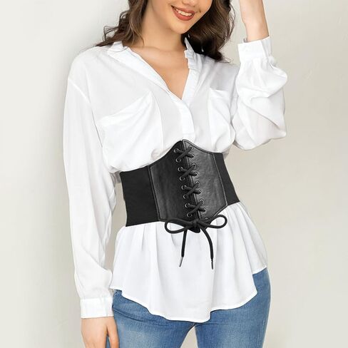 Zando Lace up Pirate Corset Belt for Women Vintage Renaissance Waist Belt Elastic Belt for Daily Cosplay Halloween Costume in Saudi Arabia