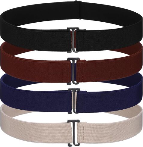 AGFELO 4 Pack Elastic Belt for Women Stretch No Show Invisible Waist Belt with Flat Buckle in Kuwait