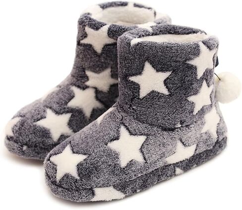 Solaud Slipper Boots for Womens,Winter Warm Plush Lining House Shoes Booty Slippers With Pom Poms, Booties Slippers for Women Indoor in Saudi Arabia