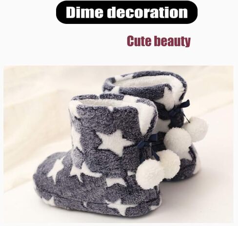 Solaud Slipper Boots for Womens,Winter Warm Plush Lining House Shoes Booty Slippers With Pom Poms, Booties Slippers for Women Indoor in Saudi Arabia