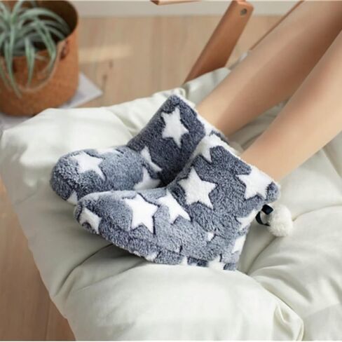 Solaud Slipper Boots for Womens,Winter Warm Plush Lining House Shoes Booty Slippers With Pom Poms, Booties Slippers for Women Indoor in Saudi Arabia