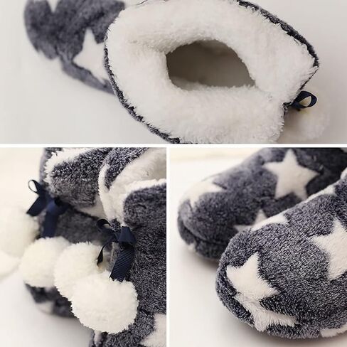 Solaud Slipper Boots for Womens,Winter Warm Plush Lining House Shoes Booty Slippers With Pom Poms, Booties Slippers for Women Indoor in Saudi Arabia