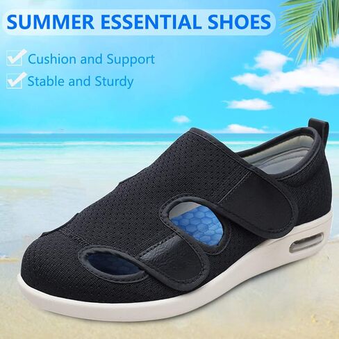 Women Diabetic Shoes, Adjustable Edema Comfy Sandal, Extra Wide Walking Memory Foam Slippers Closed Toe Easy On/Off for Elderly Swollen Bandaged Feet Indoor/Outdoor in Saudi Arabia