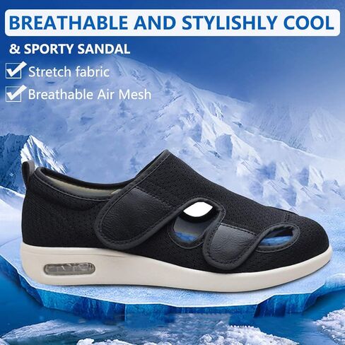 Women Diabetic Shoes, Adjustable Edema Comfy Sandal, Extra Wide Walking Memory Foam Slippers Closed Toe Easy On/Off for Elderly Swollen Bandaged Feet Indoor/Outdoor in Saudi Arabia
