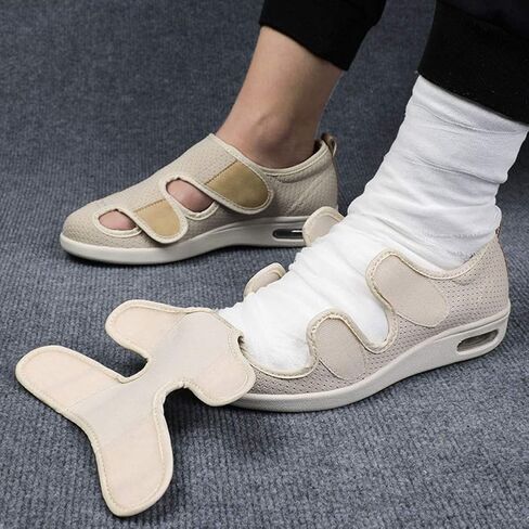 Women Diabetic Shoes, Adjustable Edema Comfy Sandal, Extra Wide Walking Memory Foam Slippers Closed Toe Easy On/Off for Elderly Swollen Bandaged Feet Indoor/Outdoor in Saudi Arabia