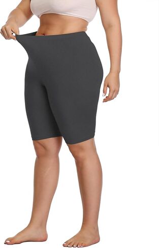 DITSONEO Plus Size Short Leggings for Women Knee Length Leggings Pant Mid Thigh Stretch Shorts in Kuwait