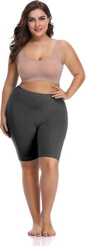 DITSONEO Plus Size Short Leggings for Women Knee Length Leggings Pant Mid Thigh Stretch Shorts in Kuwait
