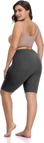 DITSONEO Plus Size Short Leggings for Women Knee Length Leggings Pant Mid Thigh Stretch Shorts in Kuwait