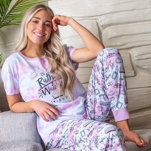 INTIMO Friends TV Show Logo Womens' Rather Be Watching Sleep Jogger Pajama Set in Saudi Arabia