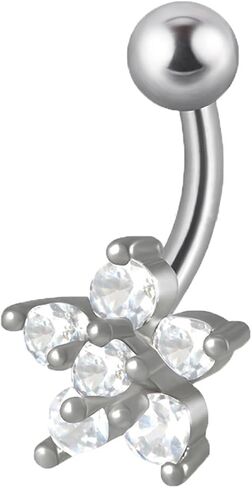 16G 8mm/10mm G23 Implant Grade Titanium Triangle/Flower Shaped Prong Set Colorful/White CZ Internally Threaded and 3mm Ball Ends Cartilage Helix Daith Rook Eyebrow Curved Barbell Navel Piercing Jewelry in Kuwait