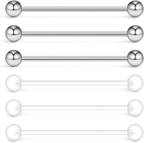 Ruifan Lot of 6 Industrial Barbell Earrings 14 Gauge Cartilage Earring Body Piercing 1 1/2 Inch(38mm) in Saudi Arabia