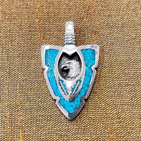 Arrowhead Turquoise Gemstone Eagle Sterling Silver Pendant, Sterling Silver, Turquoise in Kuwait
