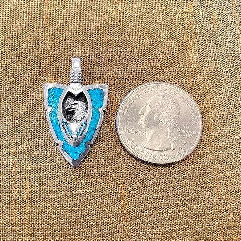 Arrowhead Turquoise Gemstone Eagle Sterling Silver Pendant, Sterling Silver, Turquoise in Kuwait