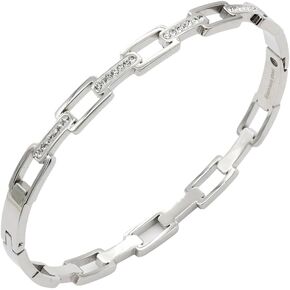 Lavencious 5 mm Width Stainless Steel Chain Link Bangle with Cubic Zirconia Classic 7 Inches Bracelet for Women in Saudi Arabia