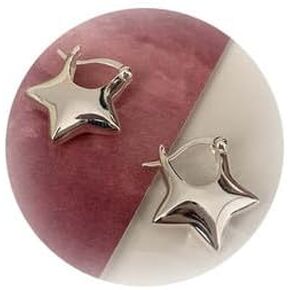 Pentagram Earrings for Women Gold Star Huggie Earrings Silver Cartilage Earrings Ear Piercing Star Earrings Retro Hollow Pentagram Earrings Jewelry Gifts for Women Girls