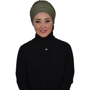 لفافة رأس عمامة فورية بتصميم عائشة بنمط متقاطع، وشاح حجاب قطني ممشط مسبقًا للنساء
