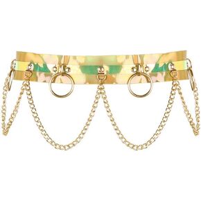 xperry Women's Holographic Body Chain Belt Leather Gothic Punk Adjustable Waist Belt in Kuwait