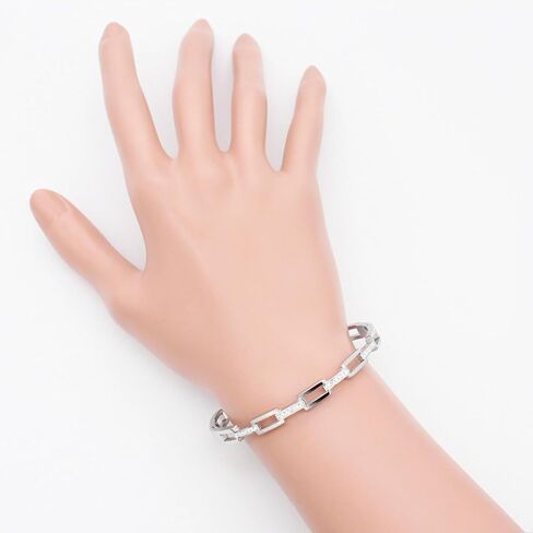 Lavencious 5 mm Width Stainless Steel Chain Link Bangle with Cubic Zirconia Classic 7 Inches Bracelet for Women in Saudi Arabia