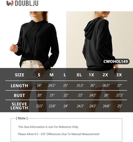 DOUBLJU 2 Pack Casual Long Sleeve Oversized Hoodies Waffle Knit Sweatshirts Basic Hooded Loose Tops Workout Sets for Women in Saudi Arabia