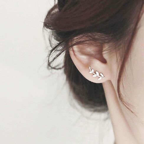 WZNBBOY 925 الفضة الاسترليني ورقة الأذن الزاحف الأقراط تألق حجر الراين ورقة صغيرة الأذن متسلق الأقراط مكعب زركونيا أوراق الزيتون الغضروف أقراط هيبوالرجينيك أقراط للنساء in Kuwait