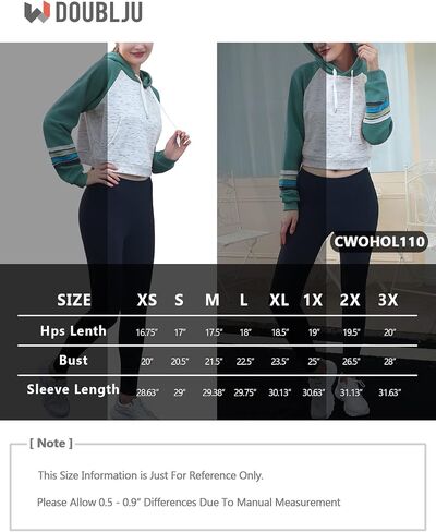 DOUBLJU Casual Crop Hoodies Long Sleeve Pullover Drawstring Hooded Sweatshirts Basic Cropped Tops for Womens with Plus Size in Kuwait
