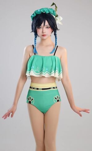 haikyuu Women Anime Two Piece Swimsuit Bathing Suit Ruffle Falbala Top and High Waist Style Panty Swimwear in Saudi Arabia