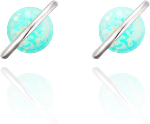 Planet 18K Rose/White/Yellow Gold Plated 925 Sterling Silver Post Dainty Opal Stud Earrings, White/Green/Pink Opal Earrings in Saudi Arabia