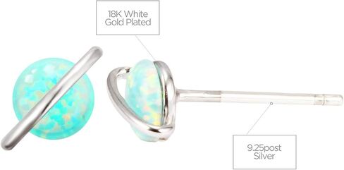 Planet 18K Rose/White/Yellow Gold Plated 925 Sterling Silver Post Dainty Opal Stud Earrings, White/Green/Pink Opal Earrings in Saudi Arabia