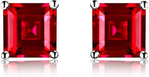 Navachi 925 Sterling Silver 18k White Gold Plated 1.6ct Square Ruby Sapphire Emarald Stud Earrings in Saudi Arabia