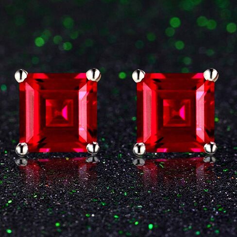 Navachi 925 Sterling Silver 18k White Gold Plated 1.6ct Square Ruby Sapphire Emarald Stud Earrings in Saudi Arabia