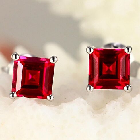 Navachi 925 Sterling Silver 18k White Gold Plated 1.6ct Square Ruby Sapphire Emarald Stud Earrings in Saudi Arabia