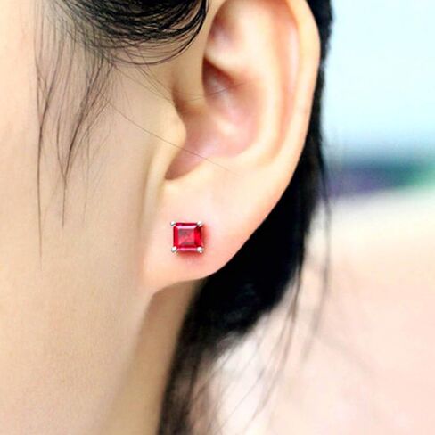Navachi 925 Sterling Silver 18k White Gold Plated 1.6ct Square Ruby Sapphire Emarald Stud Earrings in Saudi Arabia