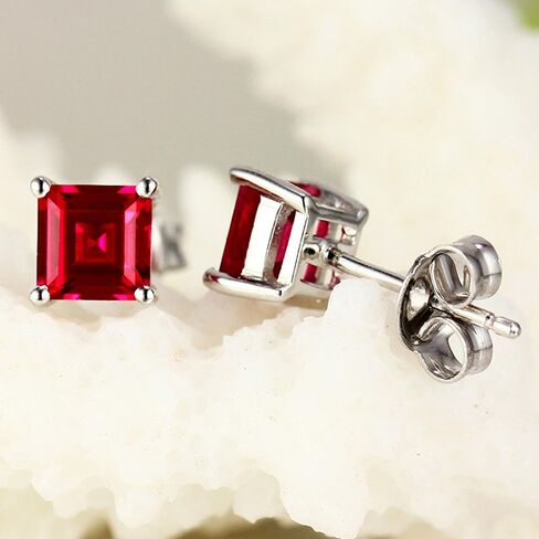 Navachi 925 Sterling Silver 18k White Gold Plated 1.6ct Square Ruby Sapphire Emarald Stud Earrings in Saudi Arabia