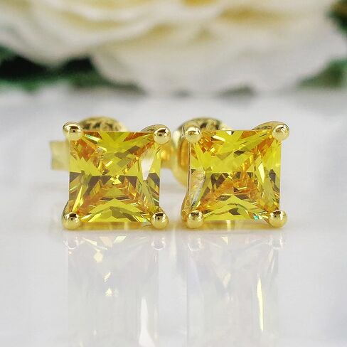 Navachi 925 Sterling Silver 18k White Gold Plated 1.6ct Square Ruby Sapphire Emarald Stud Earrings in Saudi Arabia
