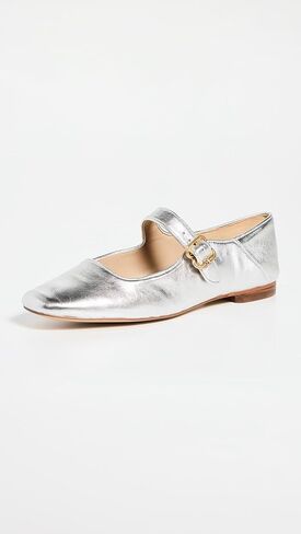 حذاء نسائي مسطح من Sam Edelman، Michaela Mary Jane، فضي ناعم، 7.5 متوسط ​​أمريكي in Kuwait