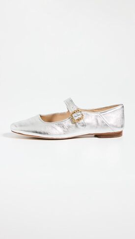 حذاء نسائي مسطح من Sam Edelman، Michaela Mary Jane، فضي ناعم، 7.5 متوسط ​​أمريكي in Kuwait