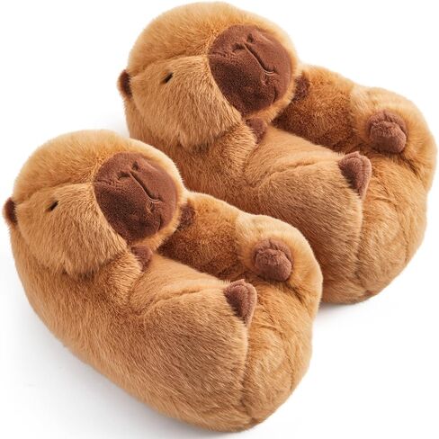 شباشب Simgoing Capybara اللطيفة من القطيفة، أحذية Capybara الدافئة للمنزل، أحذية Capybara ملفوفة بالقدم للنساء والرجال في الأماكن المغلقة والمفتوحة والشتاء وأصدقاء العائلة هدية رائعة in Kuwait